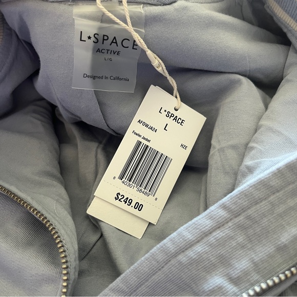 NWT LSPACE Active Quilted-Sleeve Fowler Bomber Jacket In Blue Size Large - Picture 7 of 7